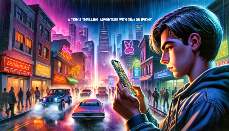 Teen playing GTA 6 on iPhone